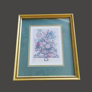 Vintage Robert Furber Framed Botanical Art Print - SUMMER, 12 Months of Flowers